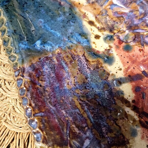 Rustic Earthenware Handmade Desert Ceramic Tray Vintage - Picture 6 of 7